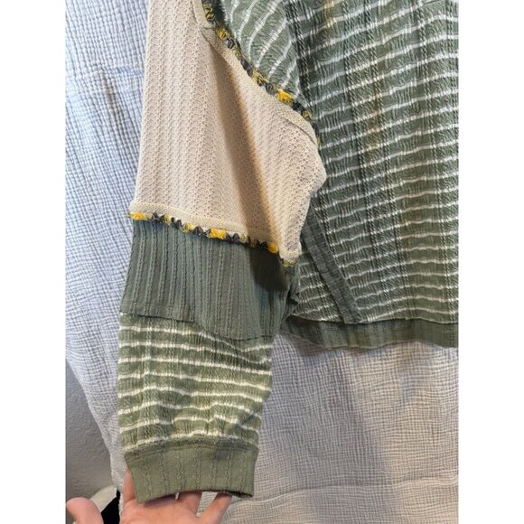 Miss Me Blouse Balloon Oversized Sweater strips Green boho grunge - Picture 3 of 12